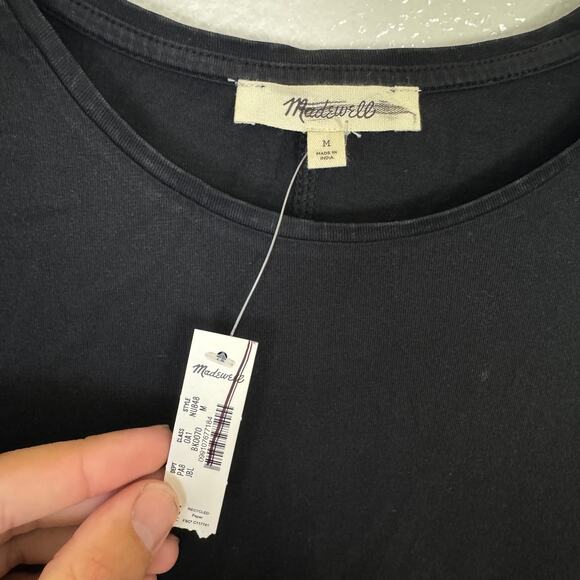 Madewell Essential Slim Tee Womens M Black Lightweight Cotton Crewneck Pullover - Picture 5 of 9